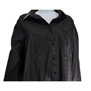 Vintage 80s Apache Shirt Womens Size Large Black Western Button Front Sequins